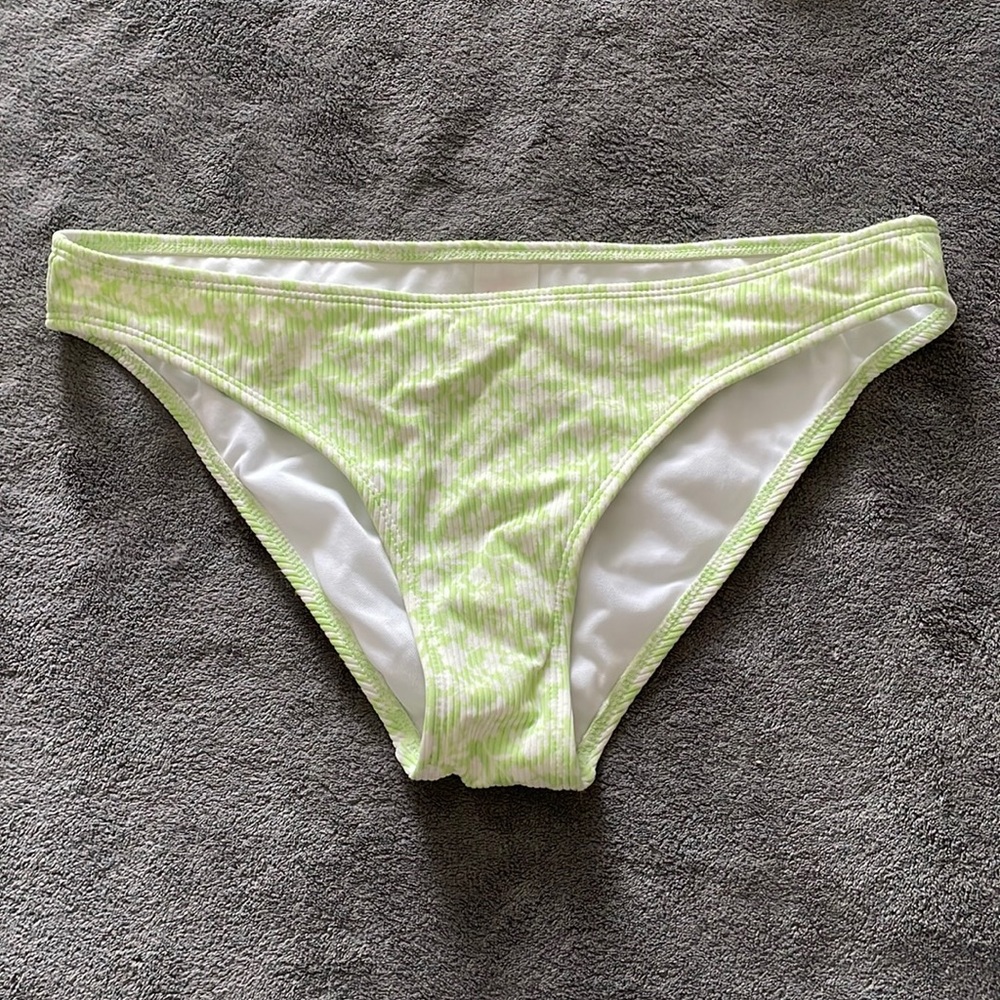 Green and White Floral Patterned Bikini Bottoms